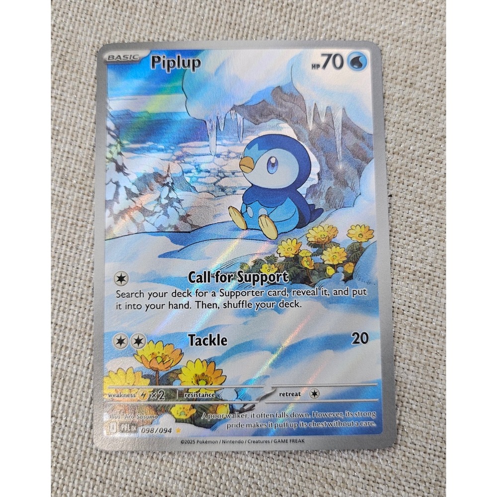 Pokemon Piplup Illustration Rare Prismatic Evolutions 098/094 Full Art Holo Card